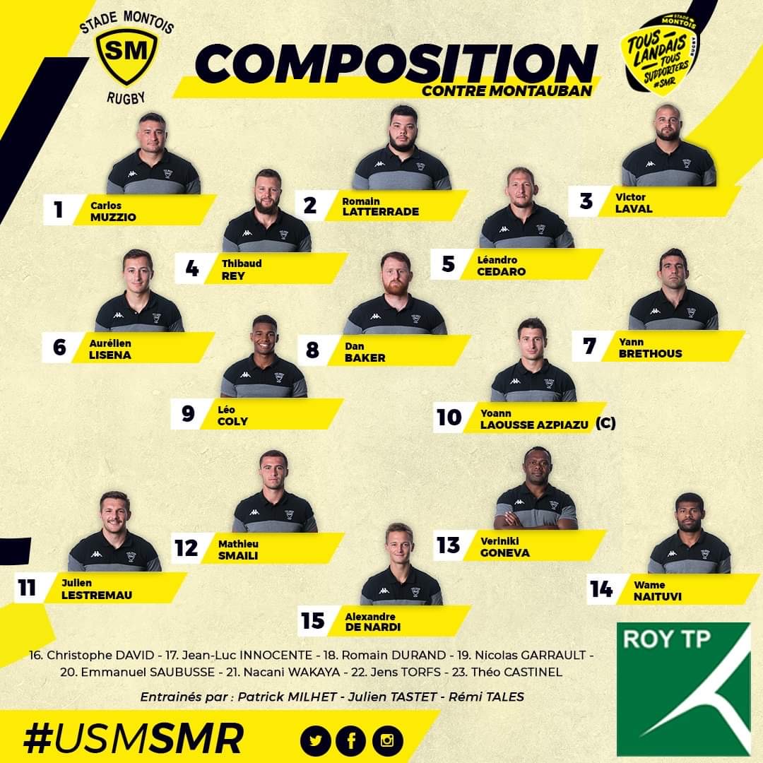 Composition Du stade montois rugby face à Montauban