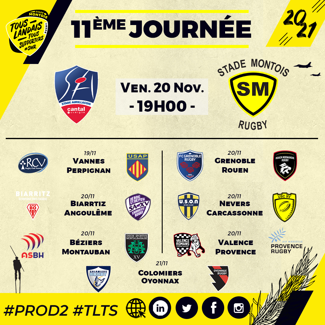 Programme de la dixième journée pour le Stade Montois Rugby