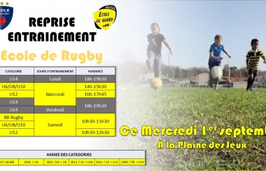 Reprise de l'école de rugby