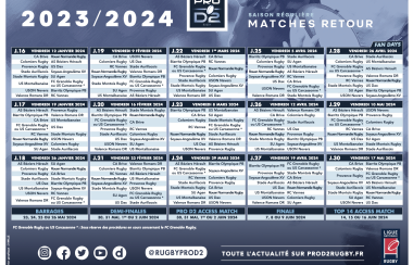 Calendrier de la saison 2023-2024