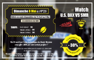 Infos billetterie/boutique pour le derby à Dax