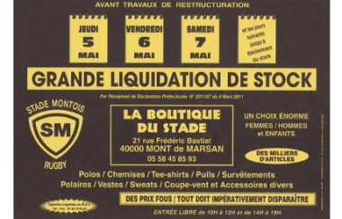 Grande Liquidation de stock à la Boutique du Stade